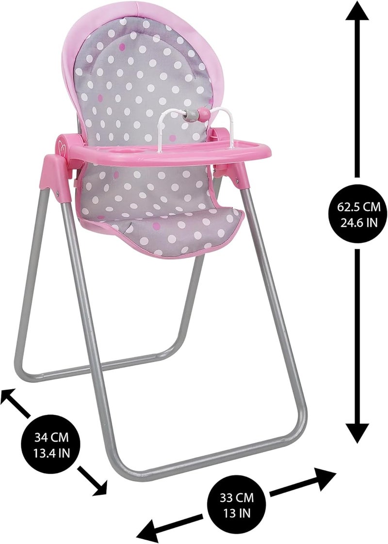 509 Crew: Cotton Candy Pink: Foodie Doll Highchair - Pink, Grey, Polka Dot - for Dolls Up to 21", Sturdy, Kids Pretend Play, Ages 3+ - Image 3